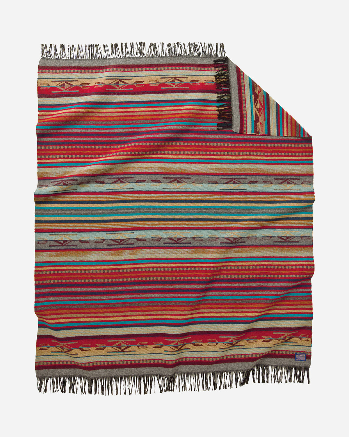 Pendleton Jacquard Fringed Wool Throw Chimayo in Garnet