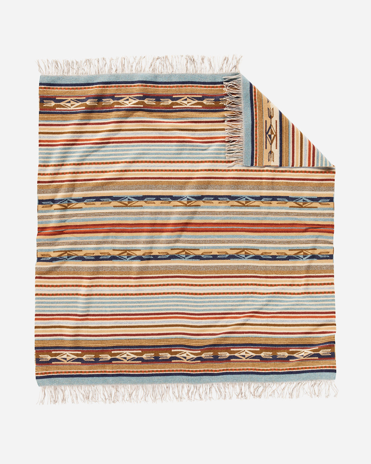 Pendleton Jacquard Fringed Wool Throw Chimayo in Harvest