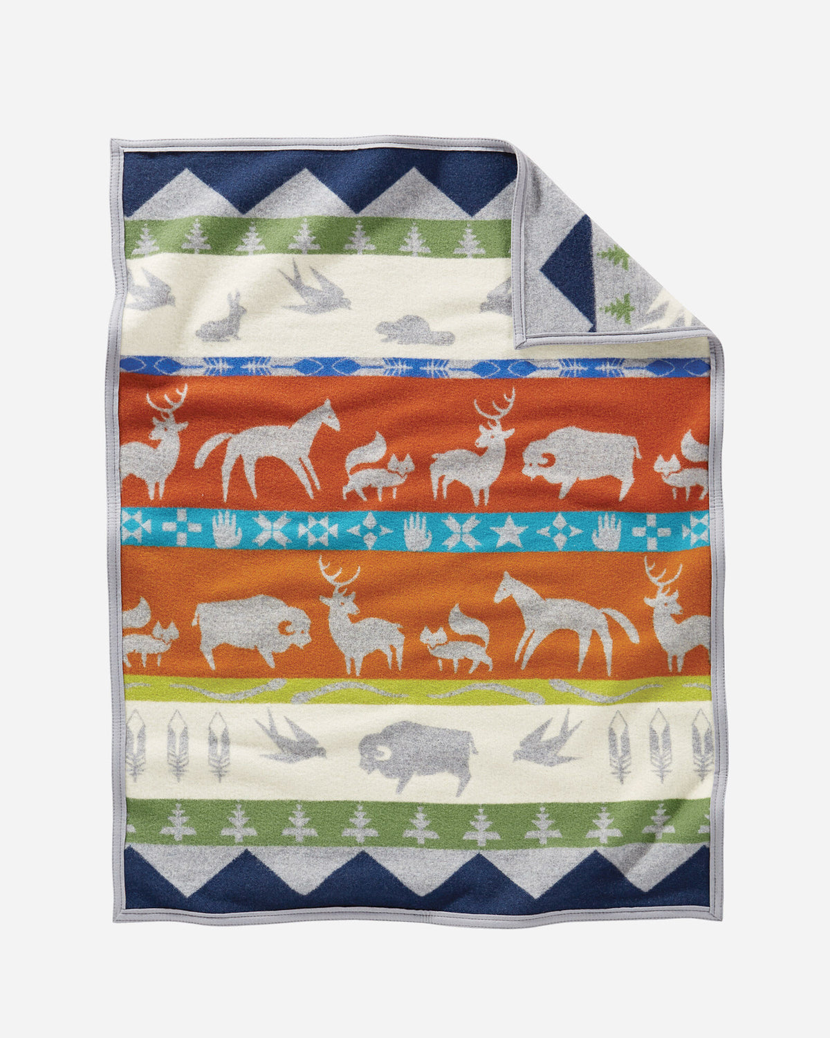 Pendleton Jacquard Wool Crib Blanket in Shared Paths Grey Mix – view 2