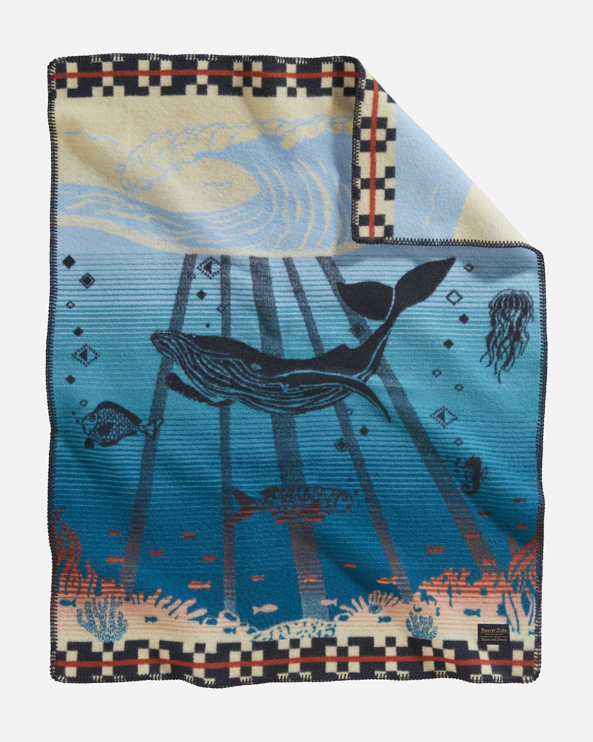 Pendleton Jacquard Wool Crib Blanket in Tide School