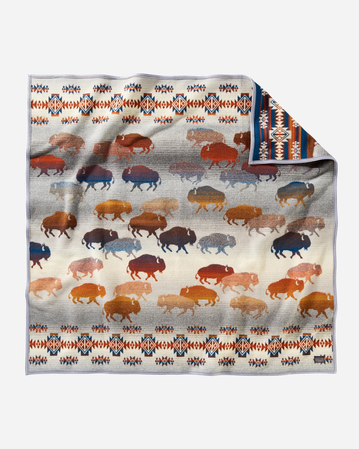 Pendleton Napped Jacquard Wool Throw in Prairie Rush Hour Grey